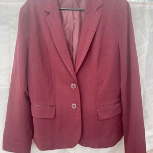 New York & Company Red Tailored Blazer with Notched Lapels
